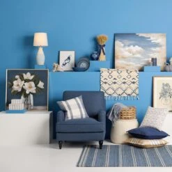 (B824) Ty Pennington Terrace Indigo Striped Flatweave Area Rug, 5x7 -Modern Decor Shop b824 ty pennington terrace indigo striped flatweave area rug 5x7 7