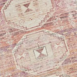 (B826) Red & Pink Tribal Patterned Washable Area Rug, 5x7 -Modern Decor Shop b826 red pink tribal patterned washable area rug 5x7 4
