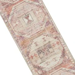 (B826) Red & Pink Tribal Patterned Washable Runner, 2x7 -Modern Decor Shop b826 red pink tribal patterned washable runner 2x7 4