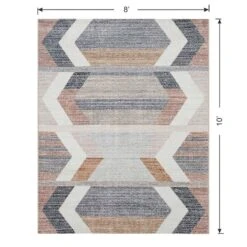(B827) Arrow Multicolor Washable Area Rug, 8x10 -Modern Decor Shop b827 arrow multicolor washable area rug 8x10 6