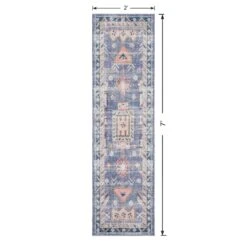 (B828) Blue Floral Medallion Washable Runner, 2x7 10 (B828) Blue Floral Medallion Washable Runner, 2x7 -Modern Decor Shop b828 blue floral medallion washable runner 2x7 5