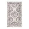(B829) Grey & White Floral Washable Accent Rug, 3x5