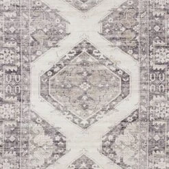 (B829) Grey & White Floral Washable Area Rug, 5x7 10 (B829) Grey & White Floral Washable Area Rug, 5x7 -Modern Decor Shop b829 grey white floral washable area rug 5x7 4