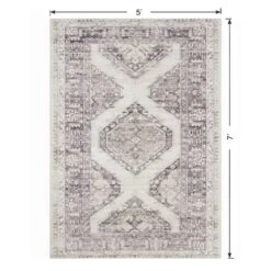(B829) Grey & White Floral Washable Area Rug, 5x7 12 (B829) Grey & White Floral Washable Area Rug, 5x7 -Modern Decor Shop b829 grey white floral washable area rug 5x7 6