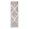 (B829) Grey & White Floral Washable Runner, 2x7