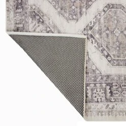 (B829) Grey & White Floral Washable Runner, 2x7 -Modern Decor Shop b829 grey white floral washable runner 2x7 3