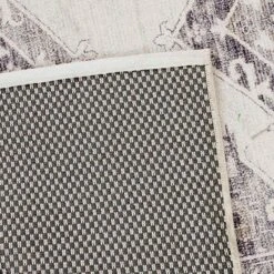 (B829) Grey & White Floral Washable Runner, 2x7 -Modern Decor Shop b829 grey white floral washable runner 2x7 4