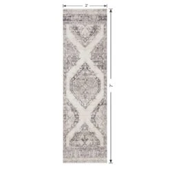 (B829) Grey & White Floral Washable Runner, 2x7 -Modern Decor Shop b829 grey white floral washable runner 2x7 5