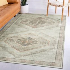 (B830) Pink Multicolor Tribal Washable Accent Rug, 3x5 -Modern Decor Shop b830 pink multicolor tribal washable accent rug 3x5 6