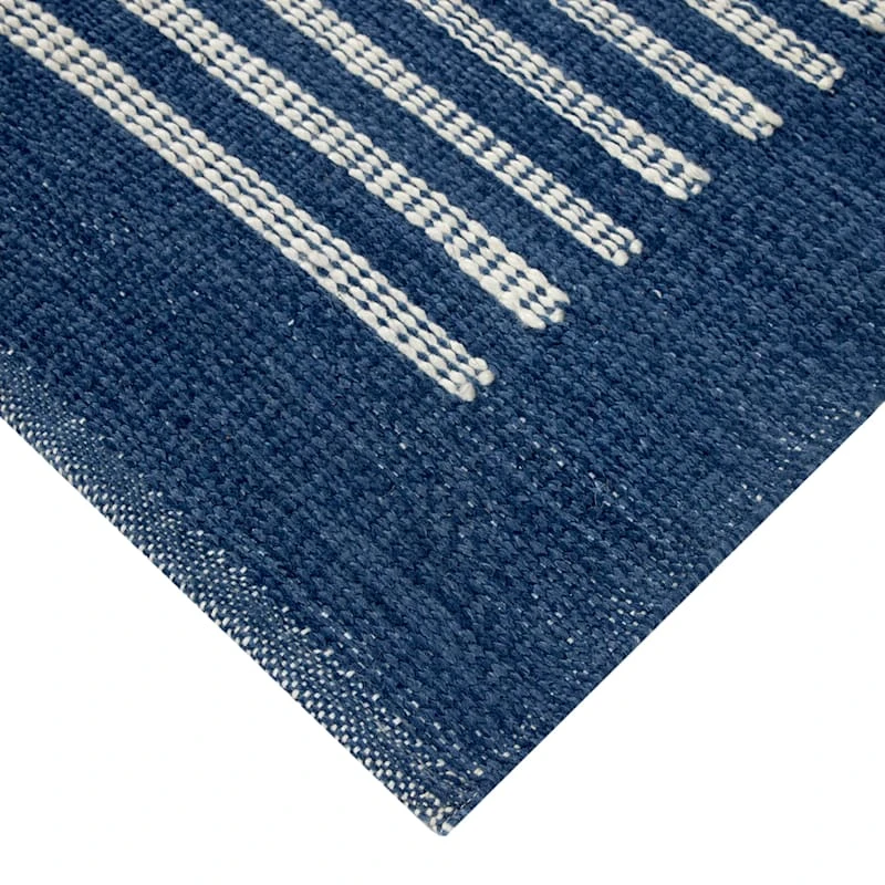 (B856) Honeybloom Roka Blue & White Striped Area Rug, 8x10 2 (B856) Honeybloom Roka Blue & White Striped Area Rug, 8x10 - Image 2