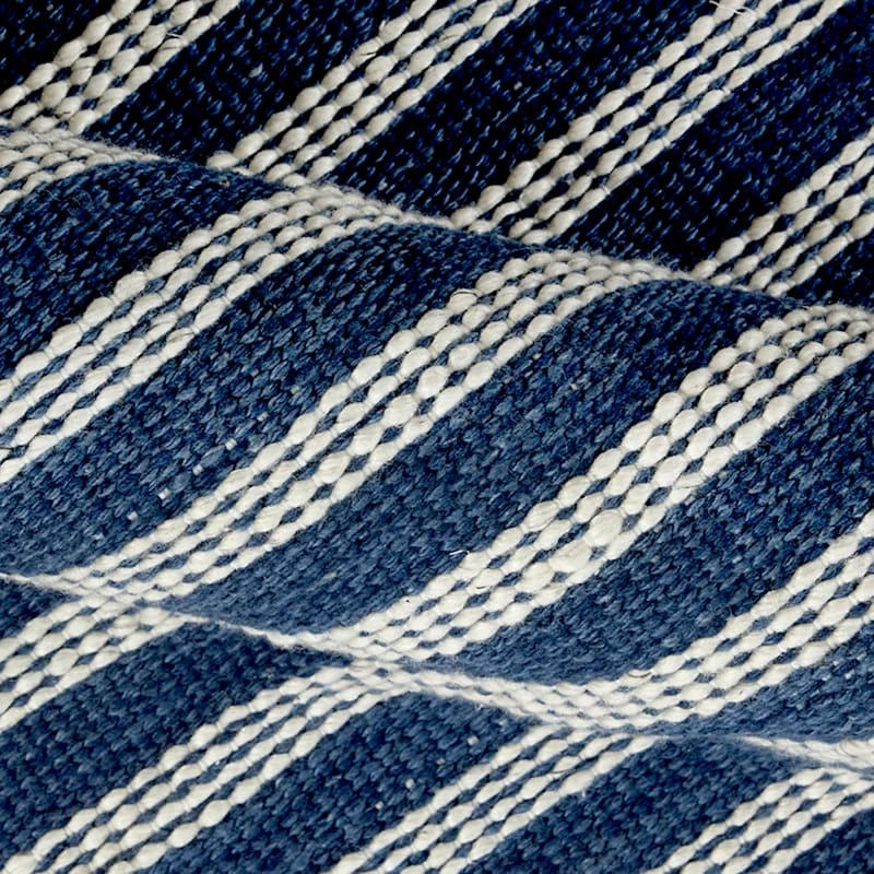 (B856) Honeybloom Roka Blue & White Striped Area Rug, 8x10 4 (B856) Honeybloom Roka Blue & White Striped Area Rug, 8x10 - Image 4