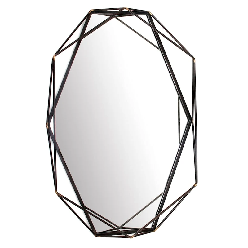 Black Metal Geo Oval Wall Mirror, 25x37 1 Black Metal Geo Oval Wall Mirror, 25x37