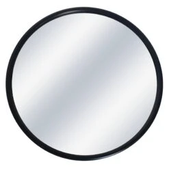 Black Metal Round Wall Mirror, 22"