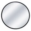Black Metal Round Wall Mirror, 32"