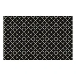 Black Textured Ogee Kitchen Mat, 23x36