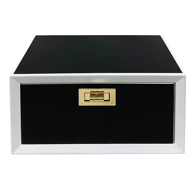 Black & White Decorative Wood Box, 6x3 1 Black & White Decorative Wood Box, 6x3