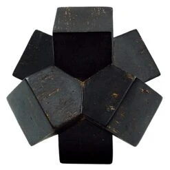 Black Wood-Look Geo Decor, 6"