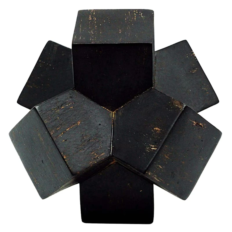 Black Wood-Look Geo Decor, 6" 1 Black Wood-Look Geo Decor, 6"