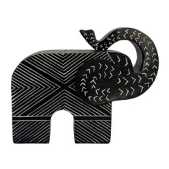Black Wooden Elephant Figurine, 7.7"