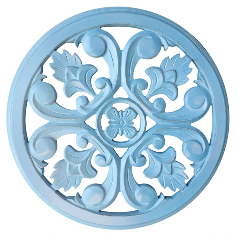 Blue Hand Carved Wood Dania Panel Wall Art, 16" 1 Blue Hand Carved Wood Dania Panel Wall Art, 16"