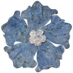 Blue Metal Flower Wall Decor, 13"