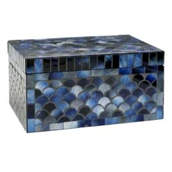 Blue Mosaic Glass Decorative Box, 8"