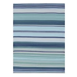 Blue Striped Plastic Outdoor Area Rug, 7x10 -Modern Decor Shop blue striped plastic outdoor area rug 7x10 2