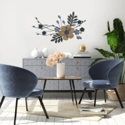 Botanical Metal Wall Decor, 38x20 -Modern Decor Shop botanical metal wall decor 38x20 2
