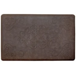 Brown Scroll Embossed G-Step Kitchen Mat, 24x36