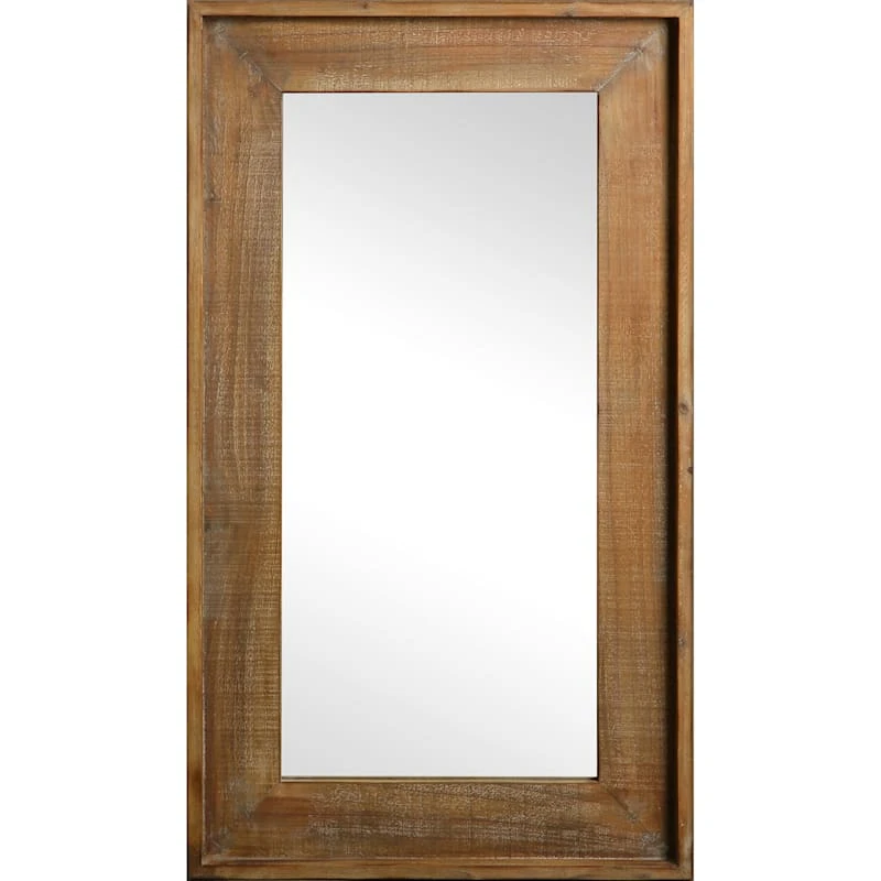 Brown Wood Studio Wall Mirror, 21x37 1 Brown Wood Studio Wall Mirror, 21x37