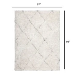 (C103) Ivory & Grey Long Pile Diamond Design Shag Area Rug, 5x7 7 (C103) Ivory & Grey Long Pile Diamond Design Shag Area Rug, 5x7 -Modern Decor Shop c103 ivory grey long pile diamond design shag area rug 5x7 4