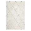 (C103) Ivory & Grey Long Pile Diamond Design Shag Area Rug, 8x10