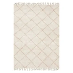 (C172) Sandee Neutral Shag Fringe Area Rug, 8x10