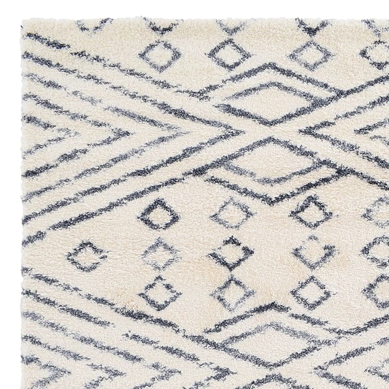 (C182) Macy White & Blue Patterned Area Rug, 5x7 2 (C182) Macy White & Blue Patterned Area Rug, 5x7 - Image 2