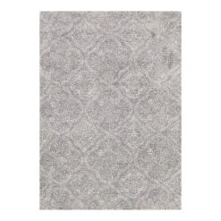 (C191) Hayne Grey Floral Shag Area Rug, 5x7