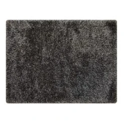 (C198) Eve Silver & Black Shag Area Rug, 4x7