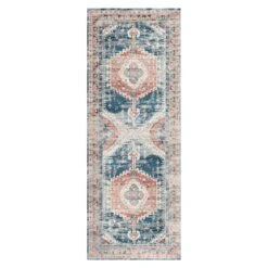 Cameron Rust & Blue Runner Rug, 2x5