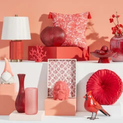 Cherry Red Carved Vase, 15" -Modern Decor Shop cherry red carved vase 15 2