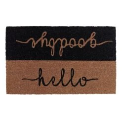 Crosby St Black Hello Goodbye Coir Mat, 18x30