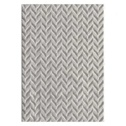 (D460) Salazar Herringbone Grey Tufted Area Rug With Non-Slip Back, 8x10