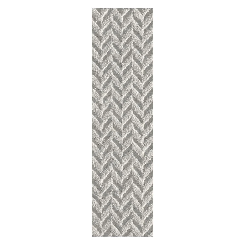 (D460) Salazar Herringbone Grey Tufted Runner With Non-Slip Back, 2x7 1 (D460) Salazar Herringbone Grey Tufted Runner With Non-Slip Back, 2x7