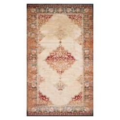 (D474) Alisa Medallion Ivory Sunset Area Rug, 8x10