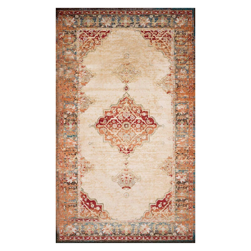 (D474) Alisa Medallion Ivory Sunset Area Rug, 8x10 1 (D474) Alisa Medallion Ivory Sunset Area Rug, 8x10