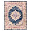(D494) Found & Fable Floransa Blue & Pink Medallion Area Rug, 8x10