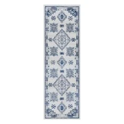 (D496) Roma Blue Medallion Runner, 2x7