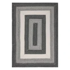 (D515) Black & White Braided Area Rug, 5x7