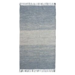 (D522) Blue Ombre Fringe Accent Rug, 3x5