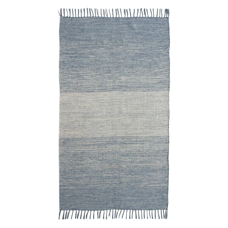 (D522) Blue Ombre Fringe Accent Rug, 3x5 1 (D522) Blue Ombre Fringe Accent Rug, 3x5