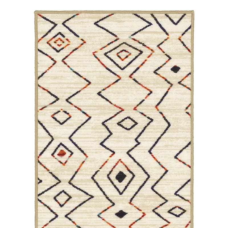 (D544) Nomad Ivory Zigzag Runner, 2x5 2 (D544) Nomad Ivory Zigzag Runner, 2x5 - Image 2
