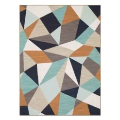 (D545) Mint Julep Geo Area Rug, 7x9